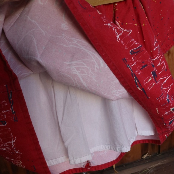 Palava Red 100% Cotton Long Sleeve Festive Holiday Christmas Dress - Picture 12 of 16